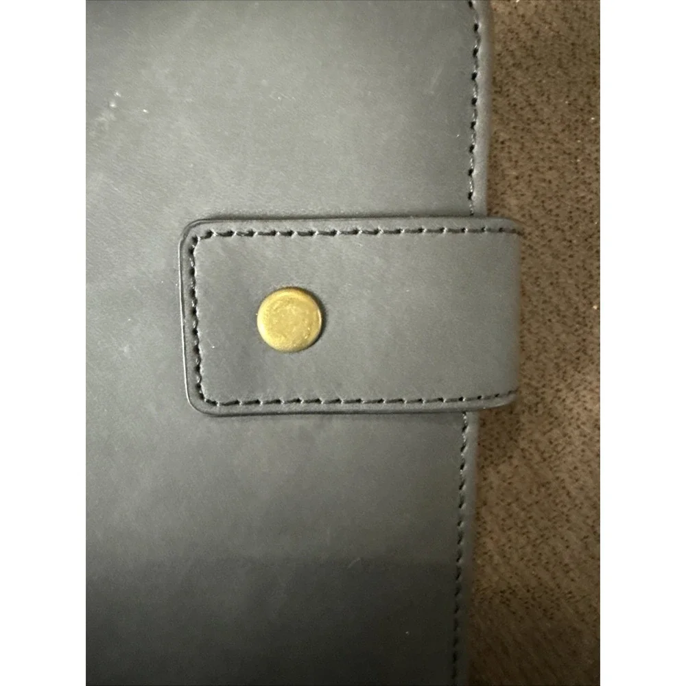 Notebook‎ Vintage Leather Journal  Travel Black Snap Ribbon Page Finder T22